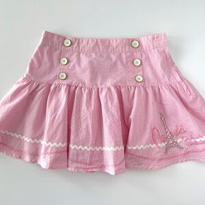 Kinloch Anderson Girls Striped Embroidered Paris Pink Skirt